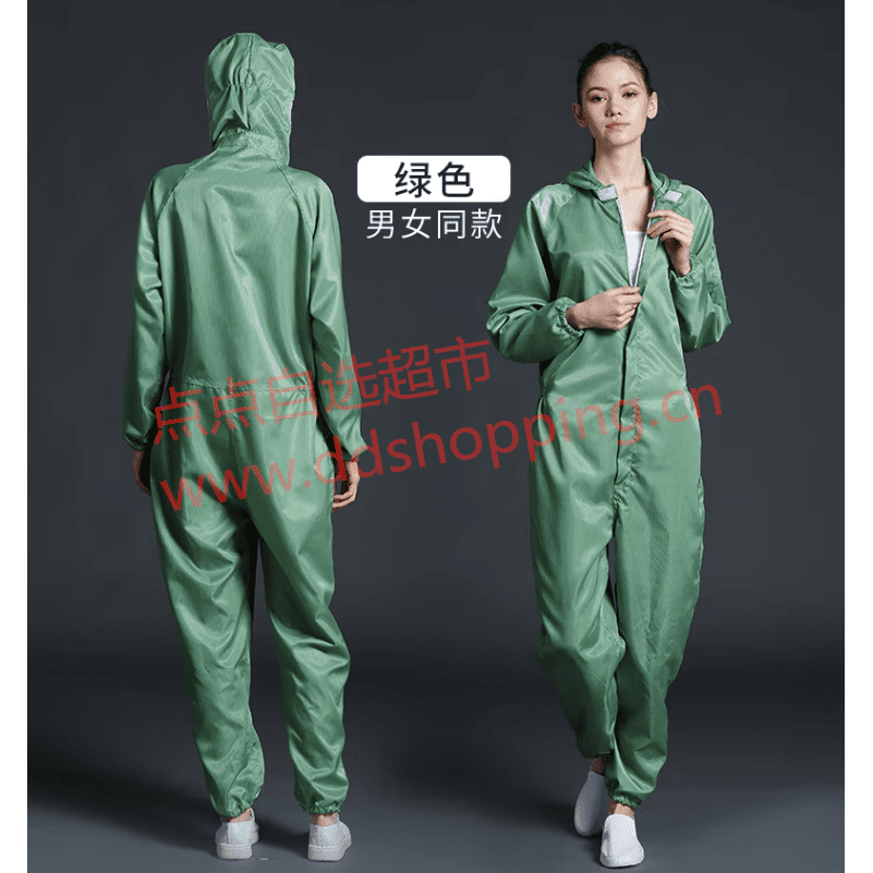 条纹防静电无尘服 无尘衣 衣帽裤三连体不含鞋 常规款/绿色