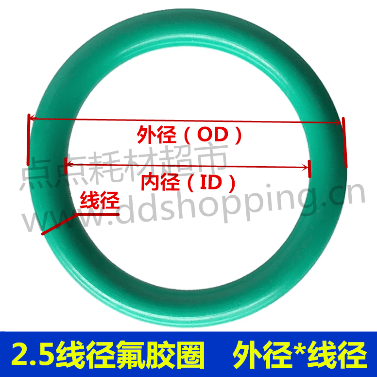 绿色氟胶O型圈  密封圈  2.5线径（外径*线径）